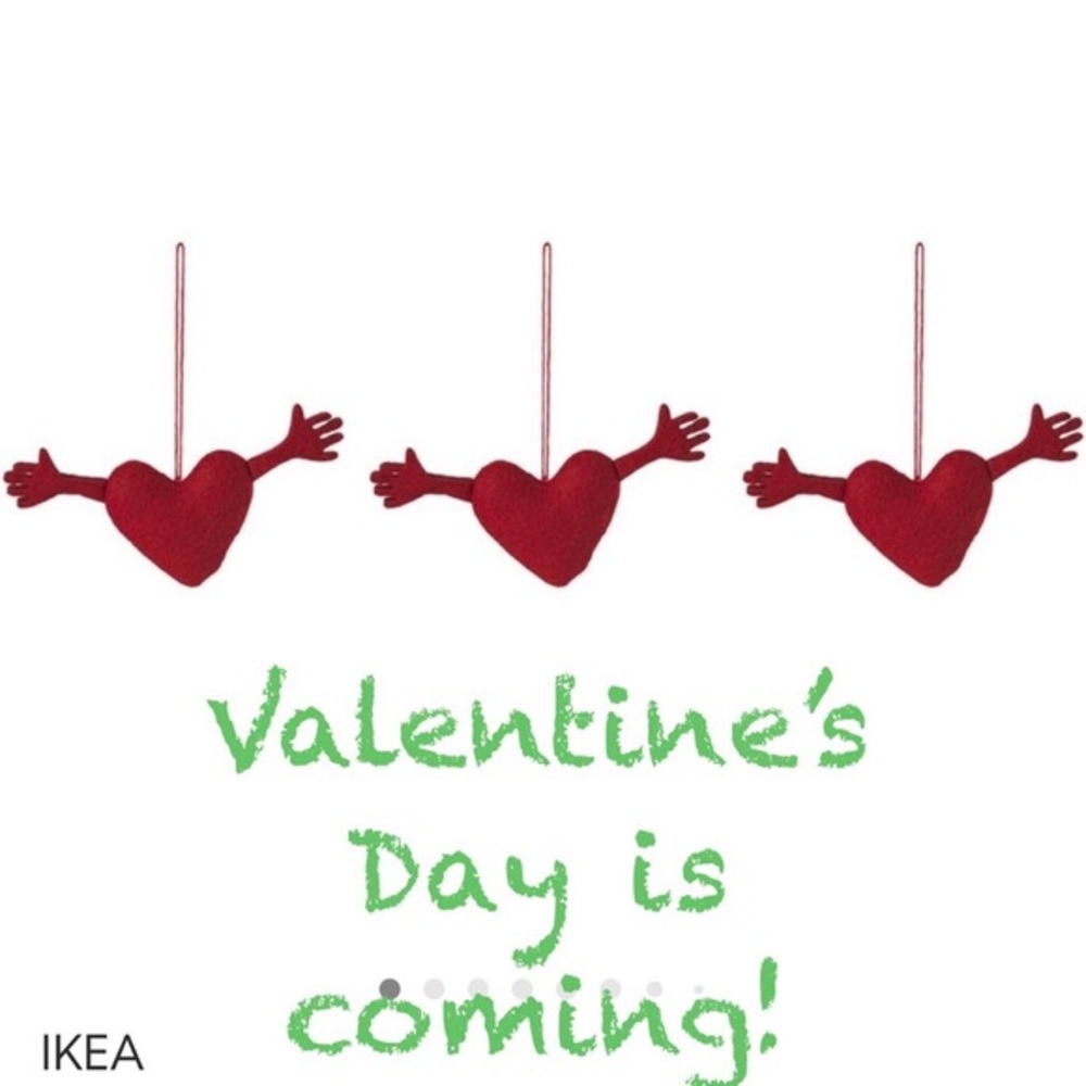 3-pc IKEA Red Heart tree Ornaments Valentine’s Day LOVE holiday fabric decor new